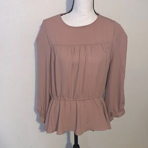 Prologue Blush Long Sleeve Peplum Top Large keyhole